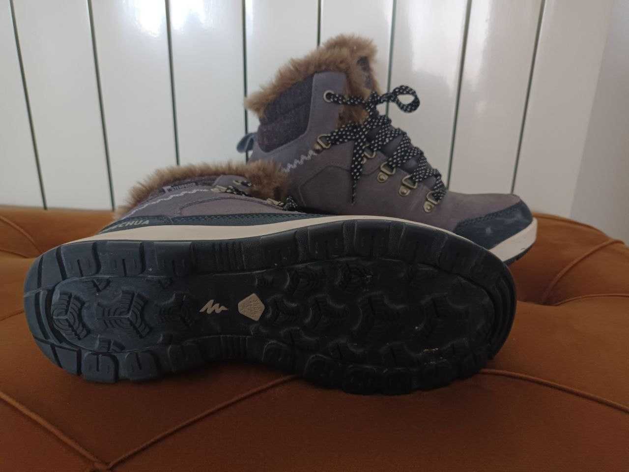 Botas de caminhada na neve quentes e impermeáveis em couro  Quechua
