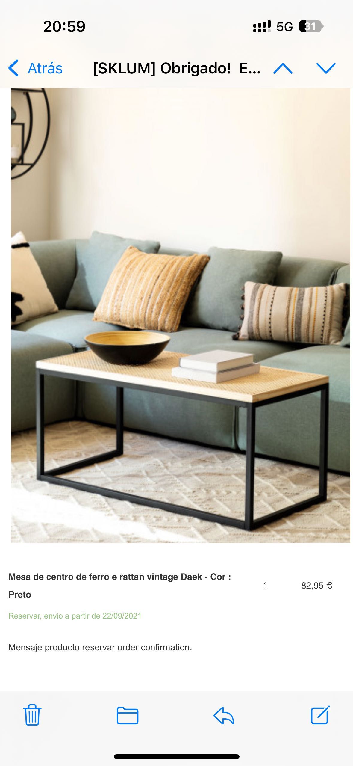 Mesa centro rattan