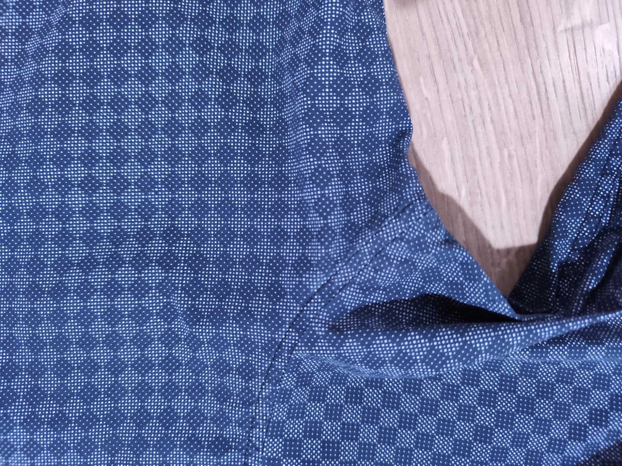 Koszula męska Top Secret Slim Fit czarna kropki długi używana 41/42 L