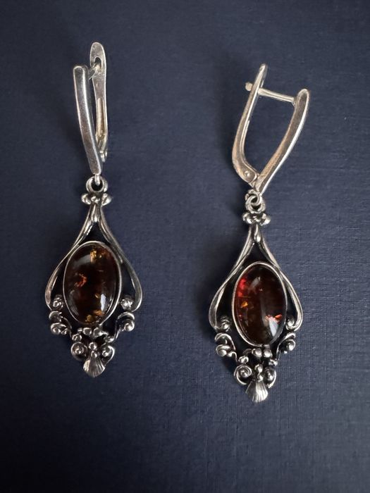 Сережки, серьги бирюза, серебро, срібні 925. Срібло, янтарь, бурштин