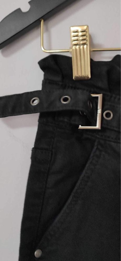 Czarne spodnie jeansowe skinny z wysokim stanem, Laulia, rozmiar S/36.