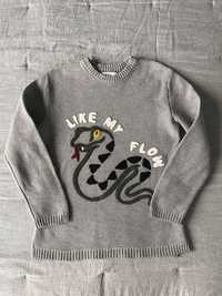 Szary ciepły sweter ZARA r.140 dla chłopca, z wężem :)