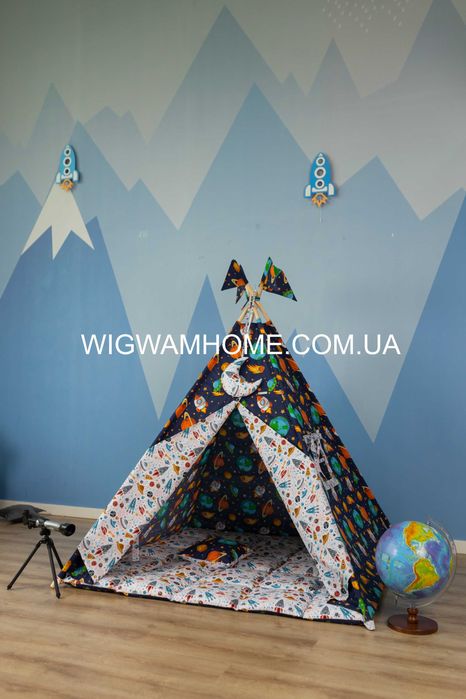 Великий Дитячий Вігвам 150х150х200см "Космос", Повний комплект