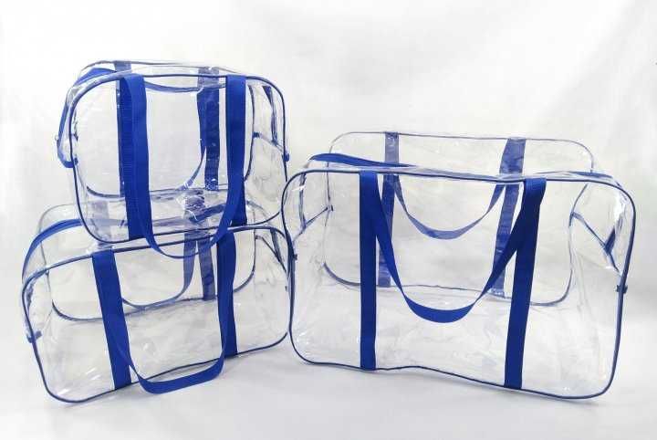 Набір з 3 прозорих сумок в пологовий  EcoNova Light різні кольори
