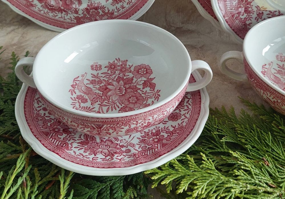 Dwie bulionowki i spodki z renomowanej wytwórni Villeroy &Boch Fasan