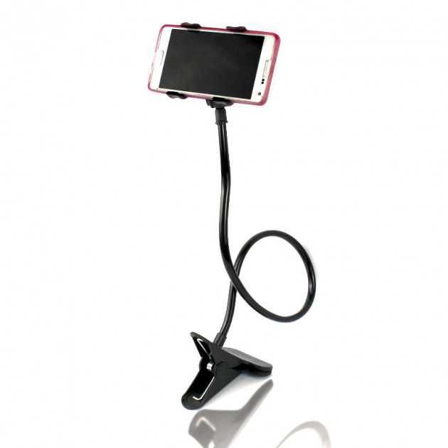 Універсальний гнучкий тримач для телефонів із прищіпкою чорний
