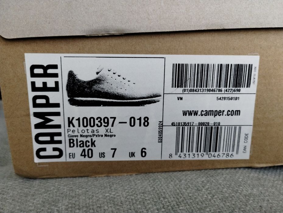 Sapatos Camper Pelotas Xl preto 40