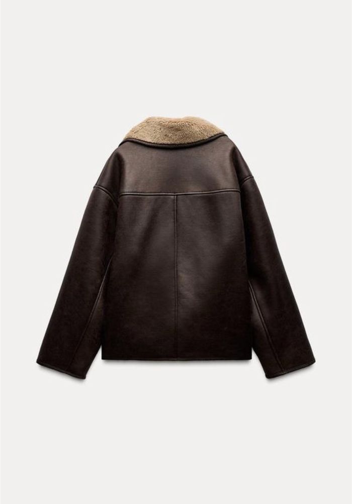 Коричнева дубленка zara, 3548/048, double faced jacket zara