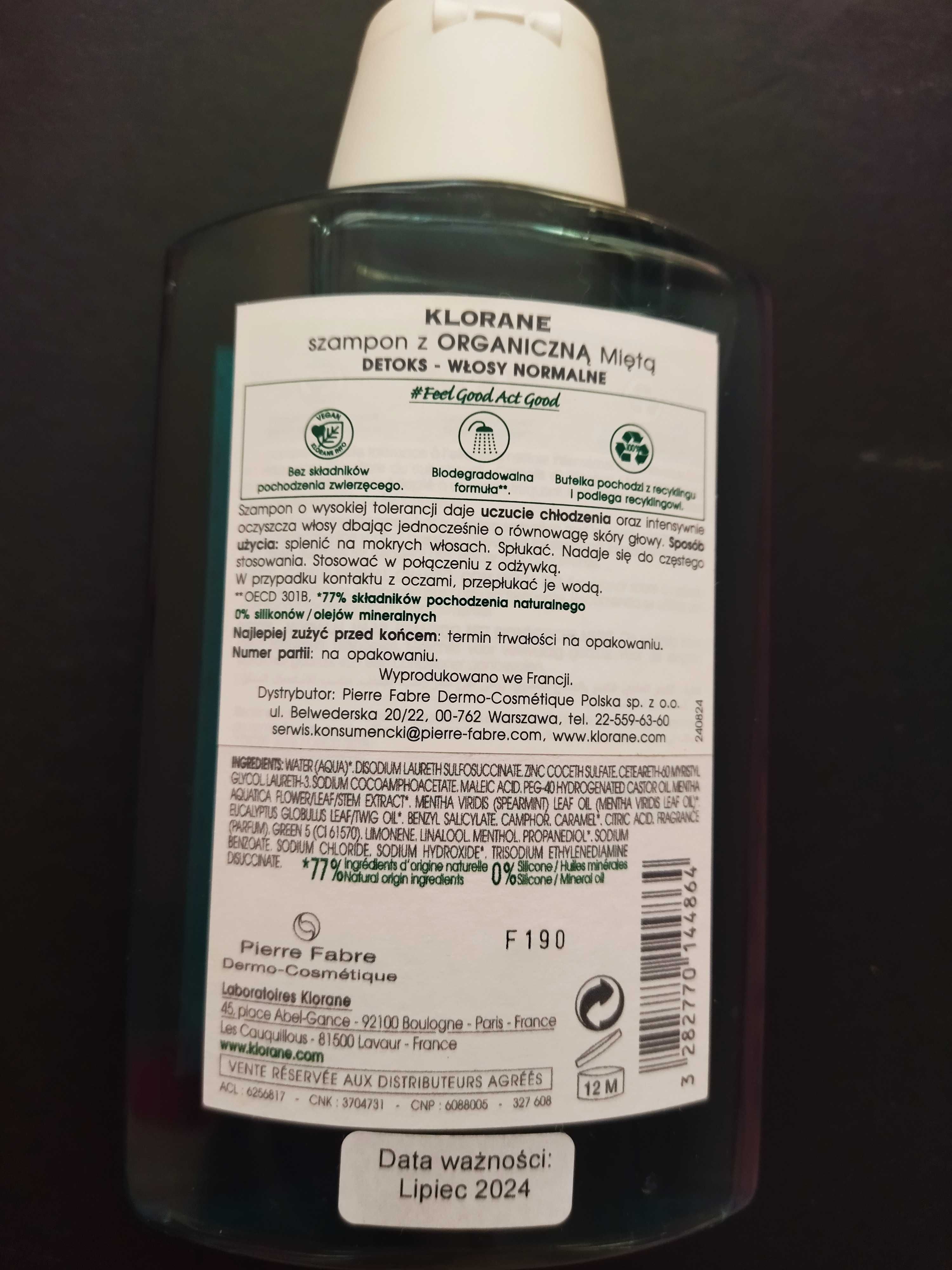 Klorane Organiczna Mięta - szampon do włosów 200ml
