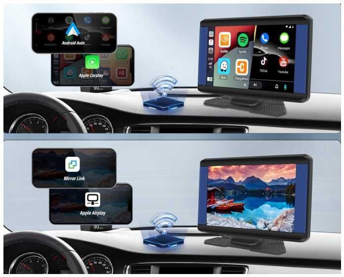 Bezprzewodowe Radio Samochodowe 7 Cali Carplay Android Kamera