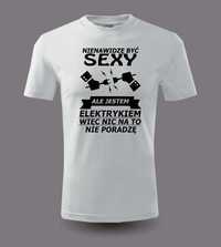 Koszulka t-shirt elektryk, architekt, fryzjer, informatyk, hydraulik L