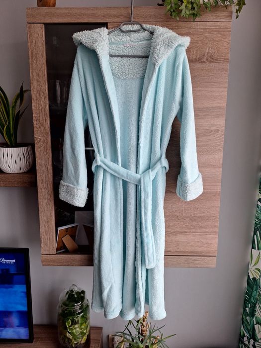 Pastelowy zielony Szlafrok Polarowy M/L