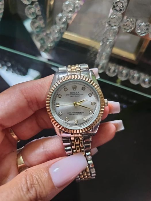 Zegarek klasyczny damski srebrno złoty premium