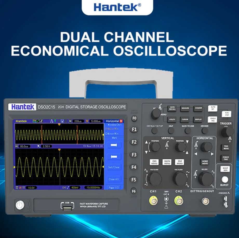 Hantek  DSO2D15  осцилограф настільний  150МГц  з генератором сигналів