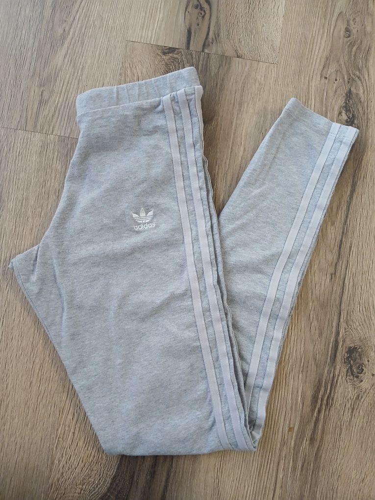 Legginsy spodnie adidas siwe z paskiem xs 34