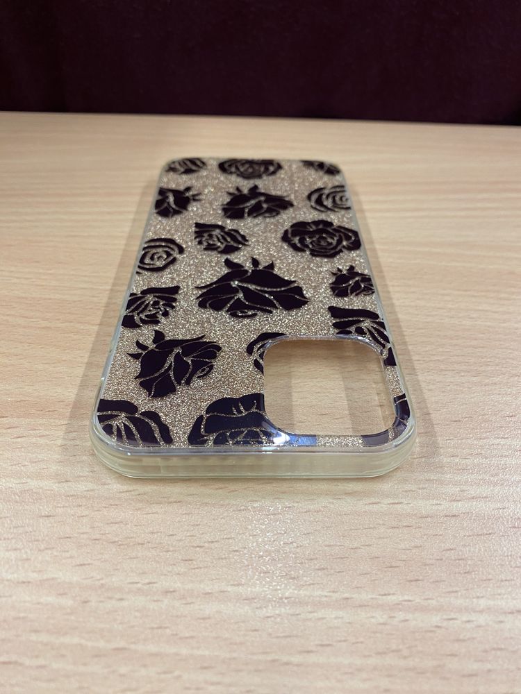 Etui iphone 12 złote z brokatem