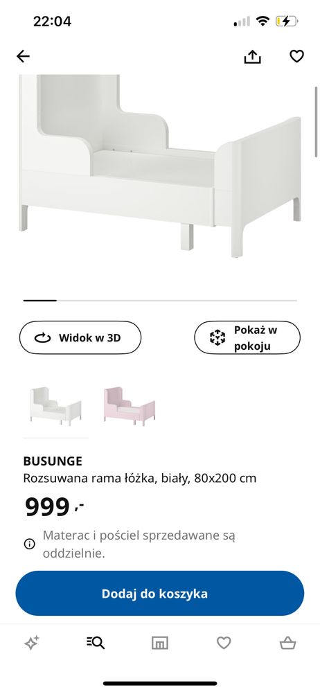 Łóżko dziecięce ikea Busunge rośnie z dzieckiem