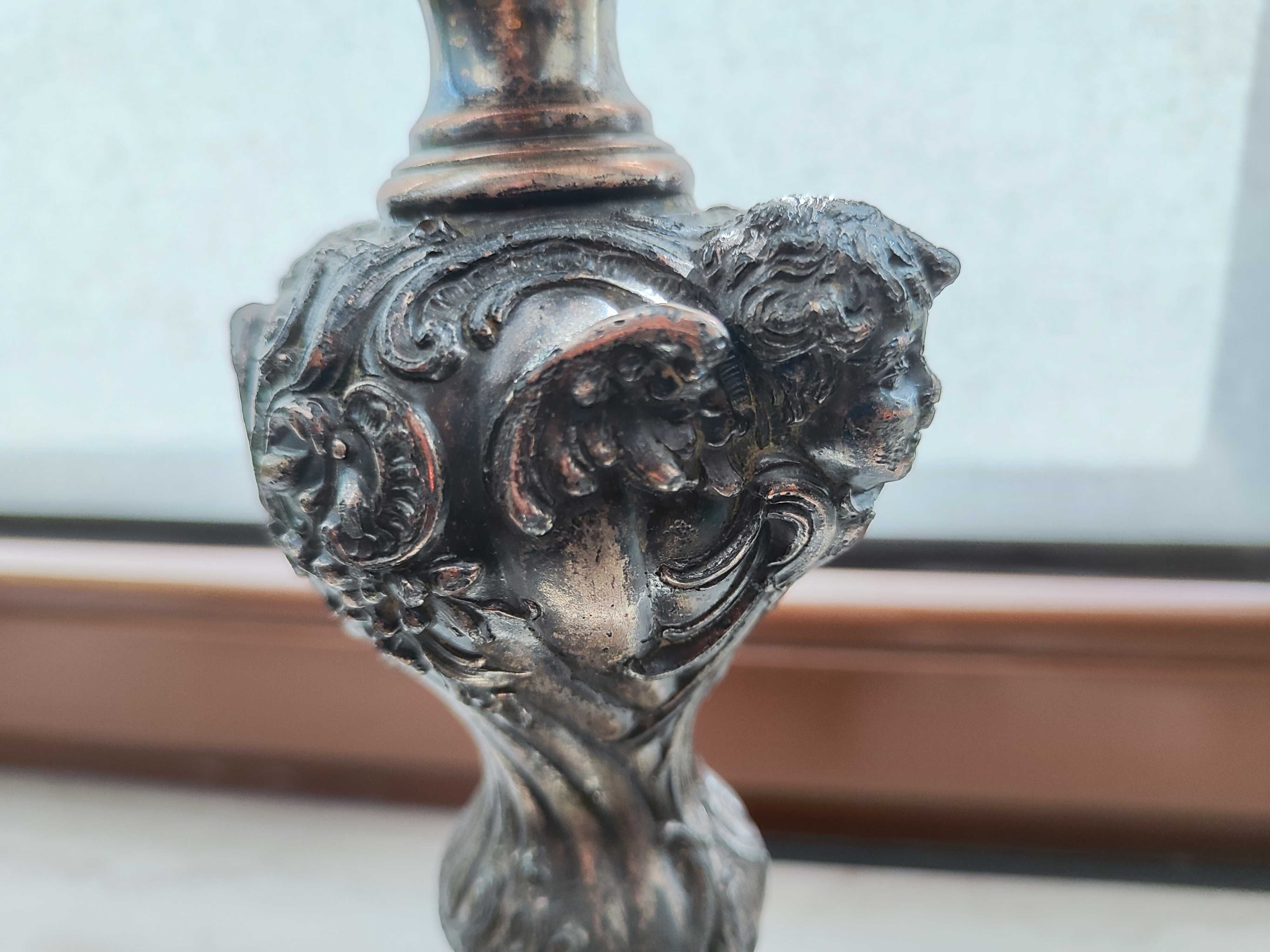 Przepiękna XIX w srebrzona podstawa etażery WMF z aniołami