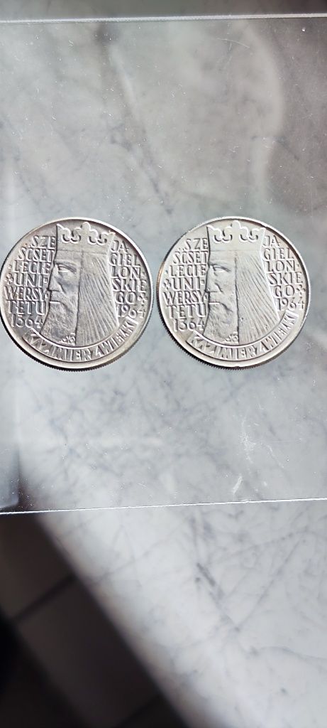 2 monety 10 zł 1964 Kazimierz Wielki wklęsły i wypukły