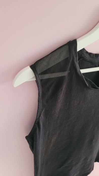 Top damski L (40) marki Modo koszulka czarna krótki rękaw z siateczką