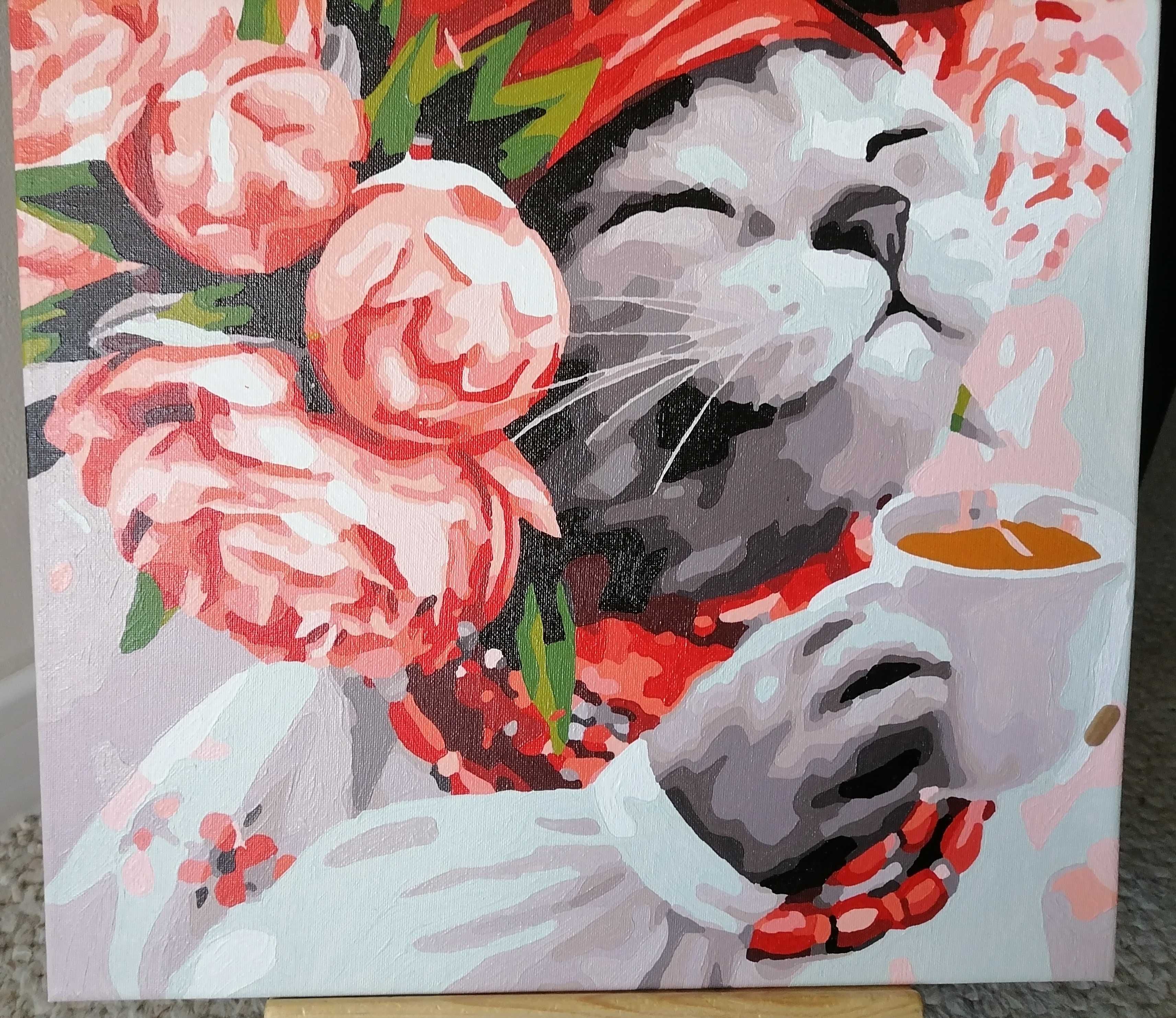 Obraz - Kot z kwiatami