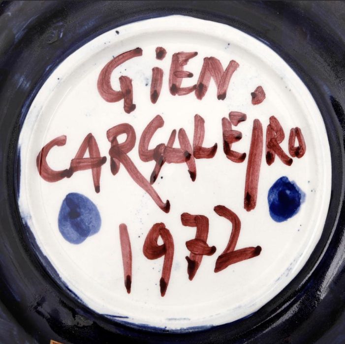 Cargaleiro - Pintura Original - Prato Faiança Gien - 1972