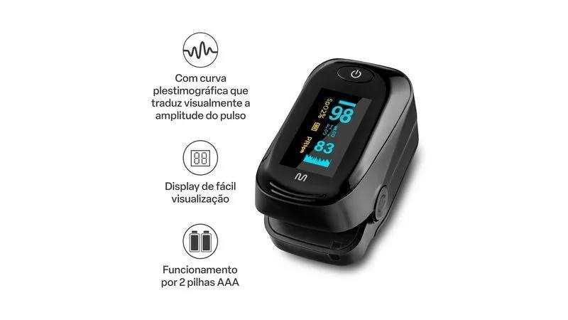 Oxímetro + estojo. Monitor de FC e saturaçãode oxigénio. Novo.