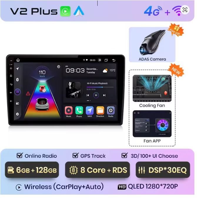 Unsun Xt596Eu 9" 6Gb+120Gb Android Inteligentna Nawigacja Samochodowa