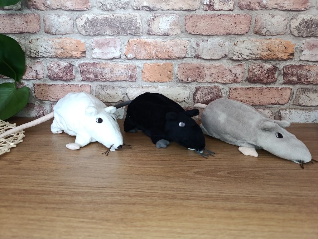 Gosig Rata szczur bialy,czarny i szary  mysz maskotka Ikea zestaw