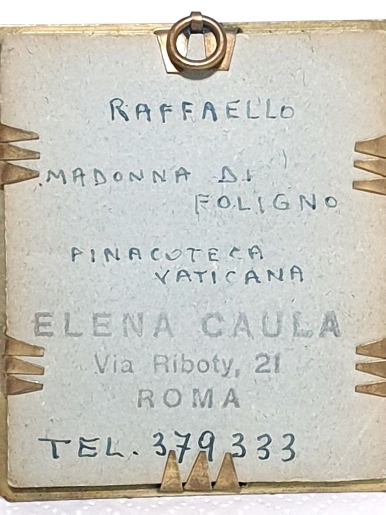 Maravilhosa pintura miniatura - reprodução da Madonna di Foligno - ass