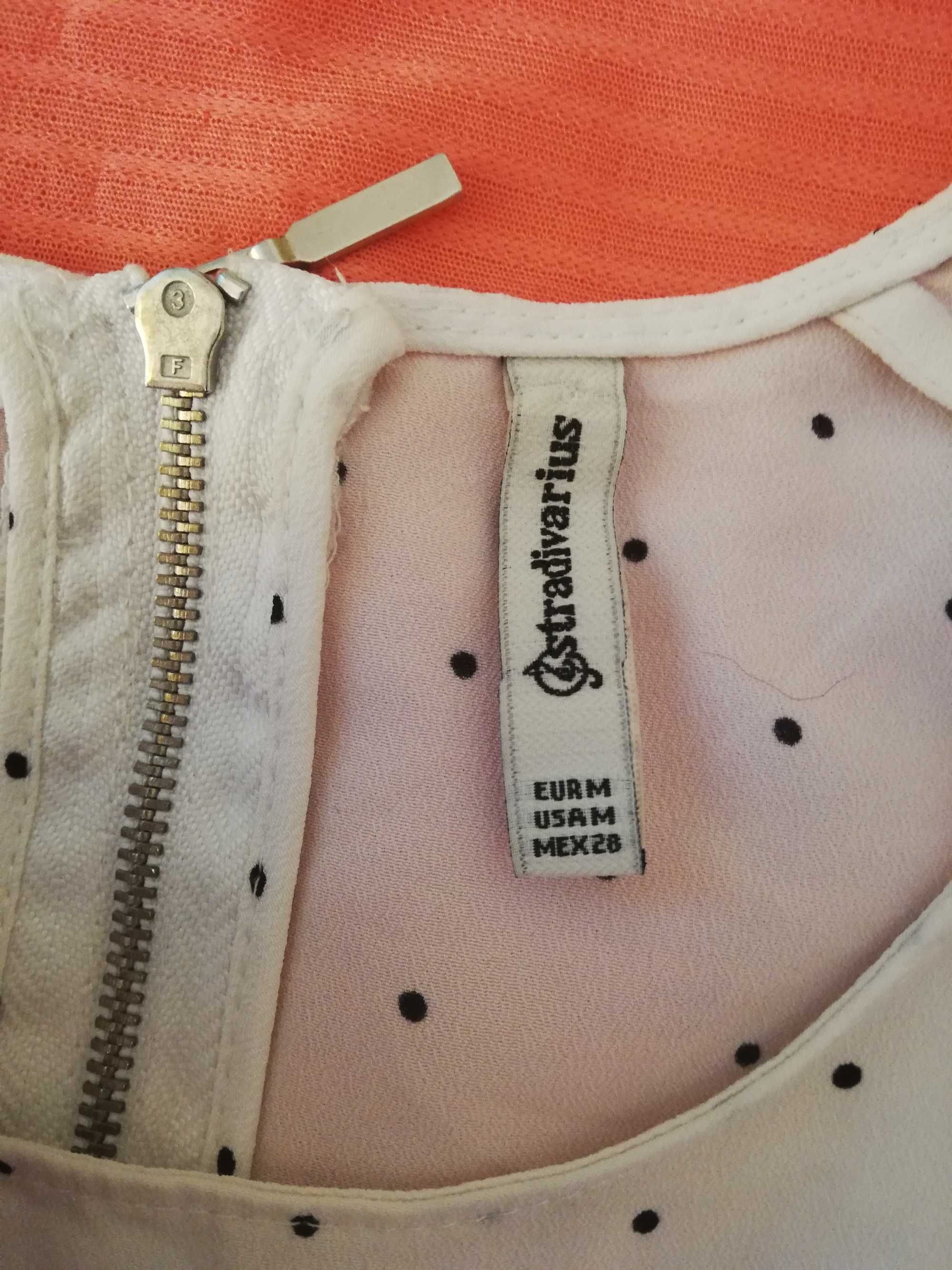 bluzeczka bluzka na ramiączkach biała w kropki Stradivarius M 38