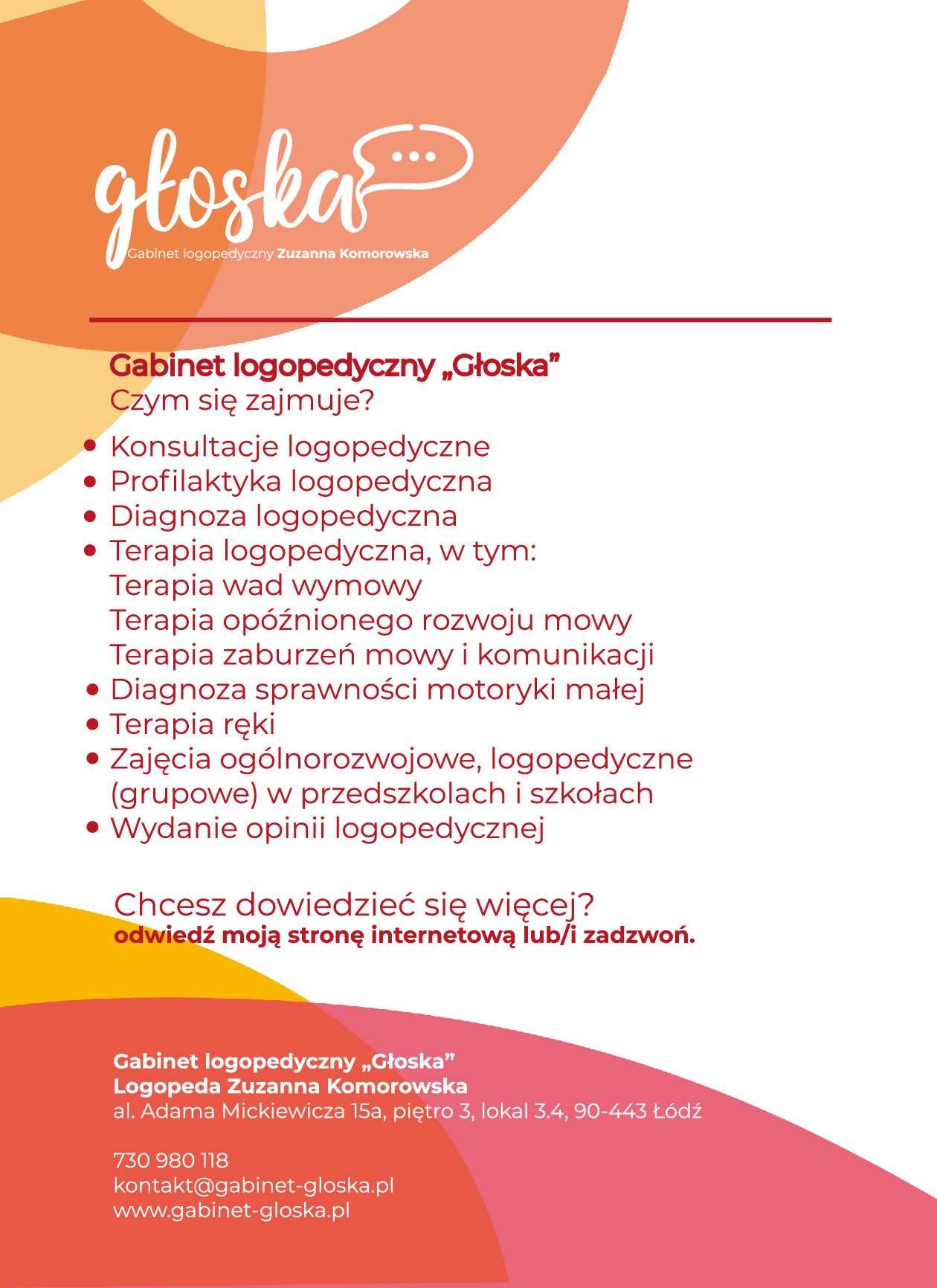 Gabinet logopedyczny "Głoska" Zuzanna Komorowska - Logopeda Łódź