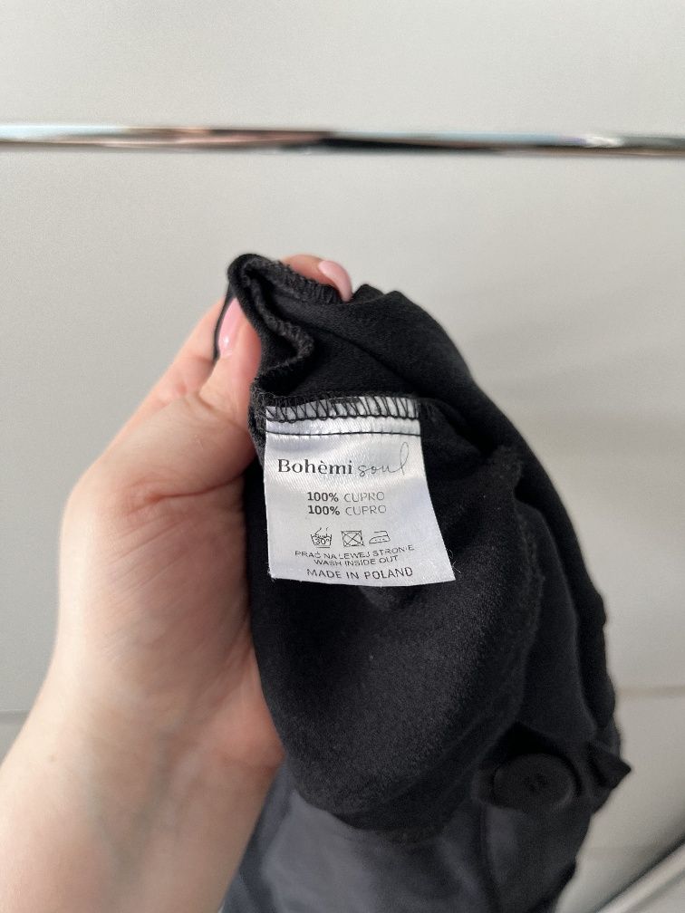 Czarne szerokie spodnie Mattis Black Cupro r. XS BohemiSoul