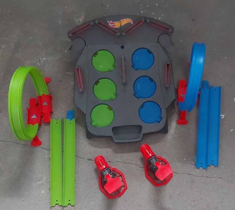 Hotwheels podwójna pętla, wyścig, wyrzutnia, super zestaw
