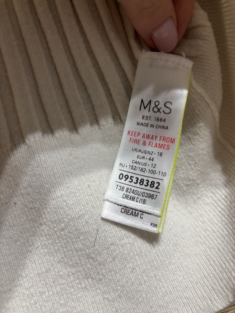 M 38 Per una biały sweterek bluzka z dlugim rekawem