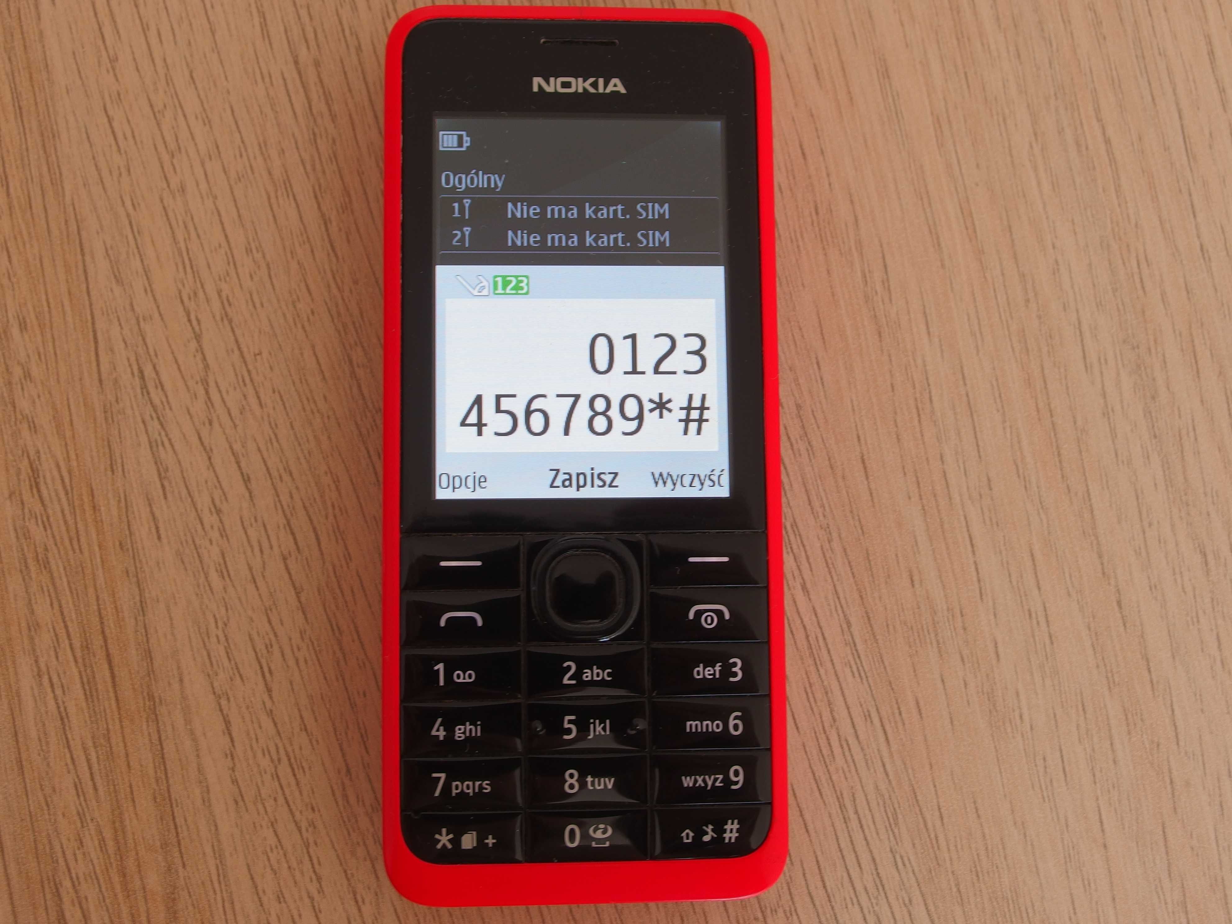 Klasyczna Nokia 301 RM-839 czerwony dual SIM dla seniora