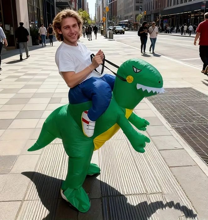 Надувной костюм динозавра взрослый