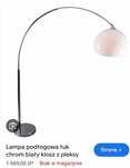Lampa podłogowa łuk chrom z białym kloszem z pleksy