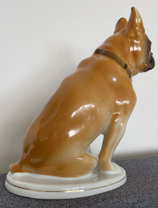łomonosow porcelana figurka pies buldog PRL