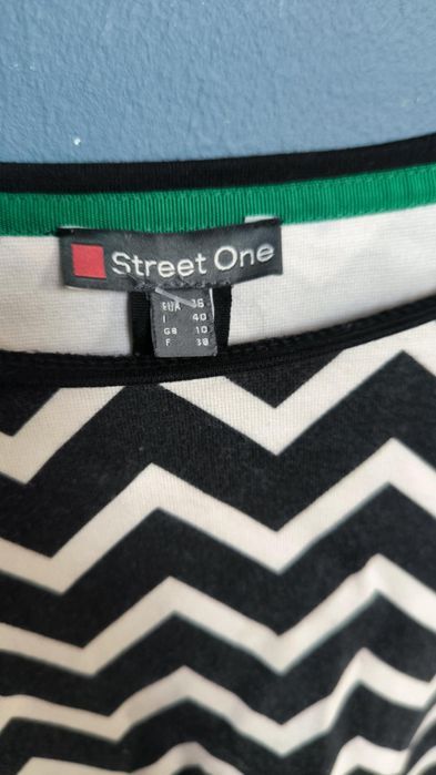 Street One Koszulka na Długi Rękaw Damska Wygodna Czarno Biała Roz 36