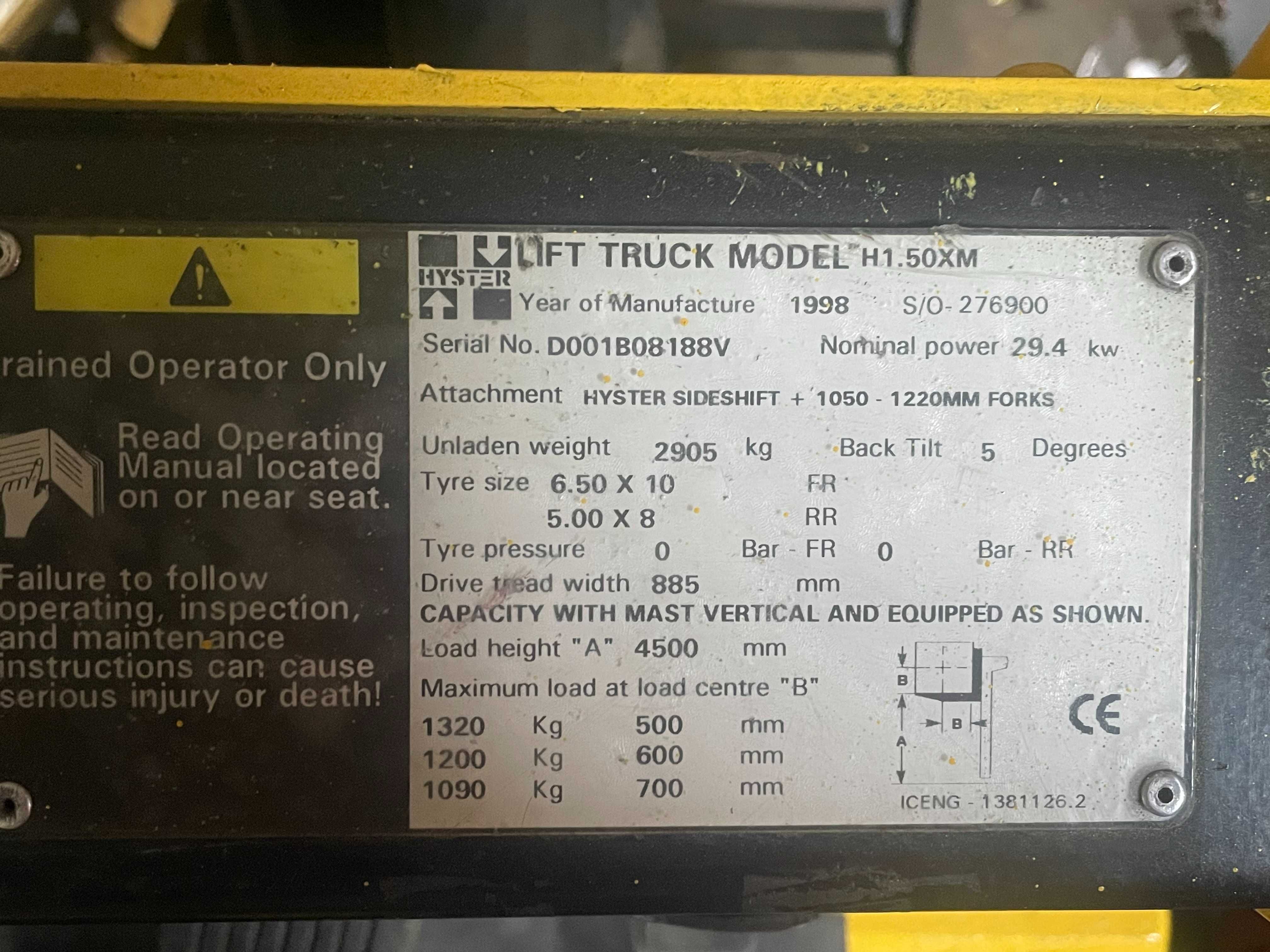 Wózek widłowy HYSTER H1.50 XM TRIPLEX LPG Przesuw boczny