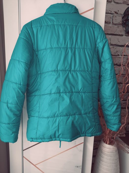 Puchowa turkusowa kurtka, r. L