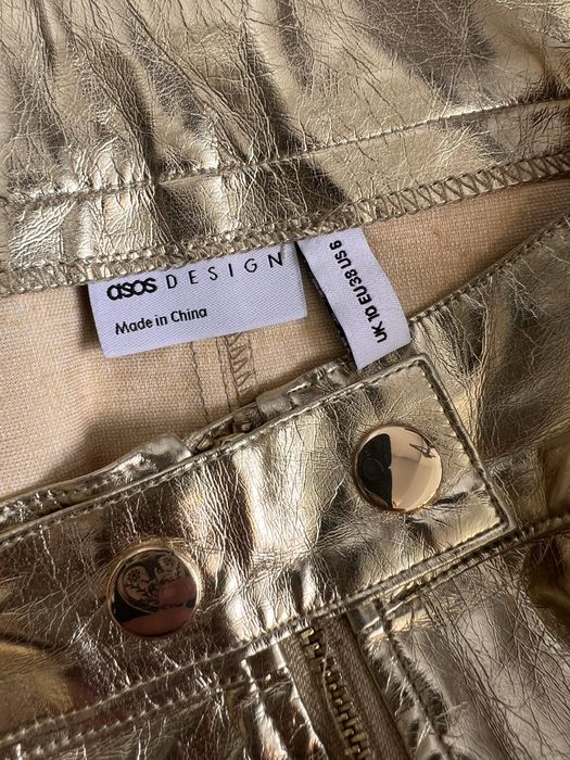Міні спідниця золота, еко шкіра ASOS