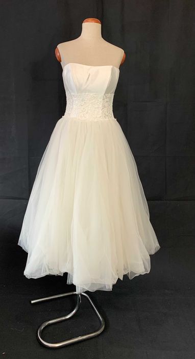 Nowa Krótka Suknia Ślubna S M 36 38 Wygodna midi księżniczka cywilny