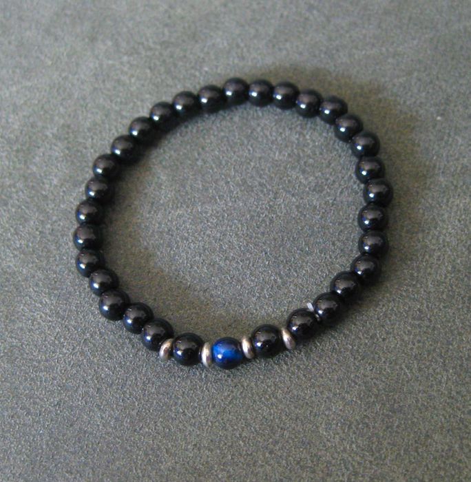 Pulseira Homen Contas Pretas c/ uma conta Colorida NOVO - 3 diferentes