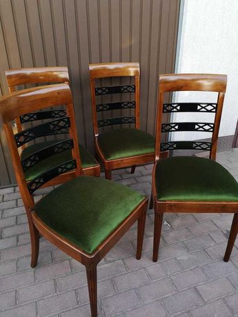 Krzesła ART-DECO Orzechowe Stare Antyk Komplet 4 Sztuki Po Renowacji.