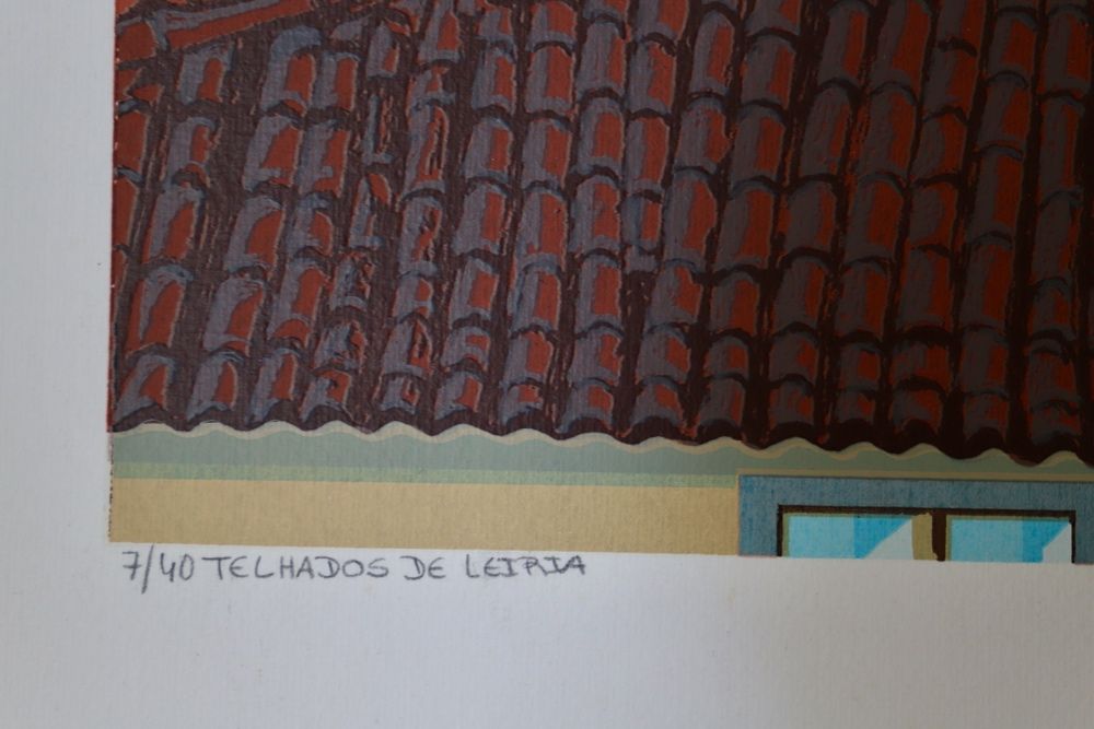 Serigrafia do artista Ernani Oliveira - Telhados de Leiria