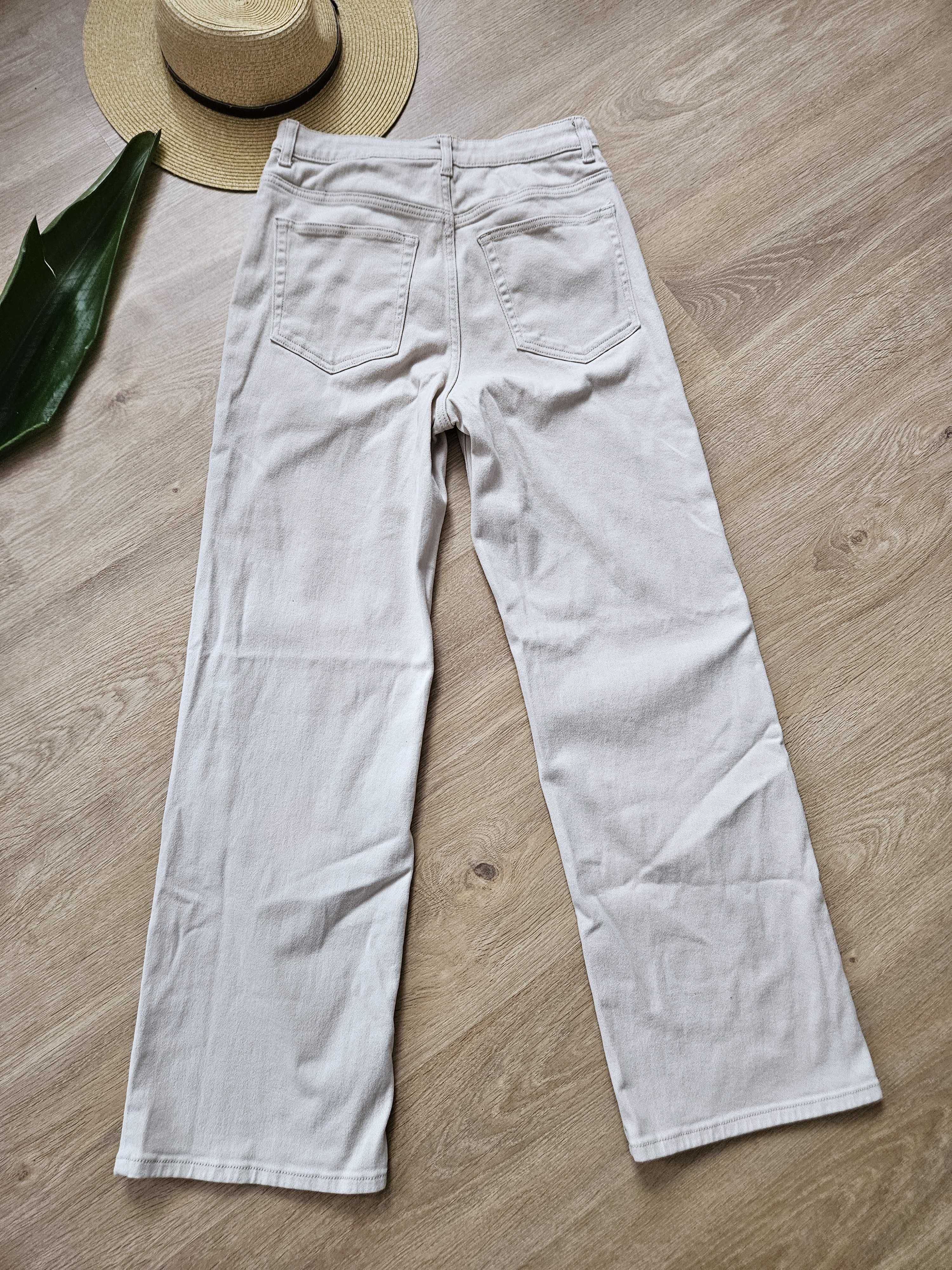 beżowe spodnie flare rozkloszowane H&M rozm. 40