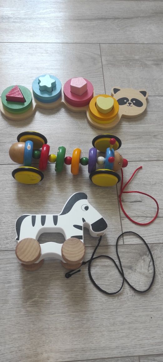 Paka zabawek drewniane Montessori Pucio Playtive Czuczu puzzle układan