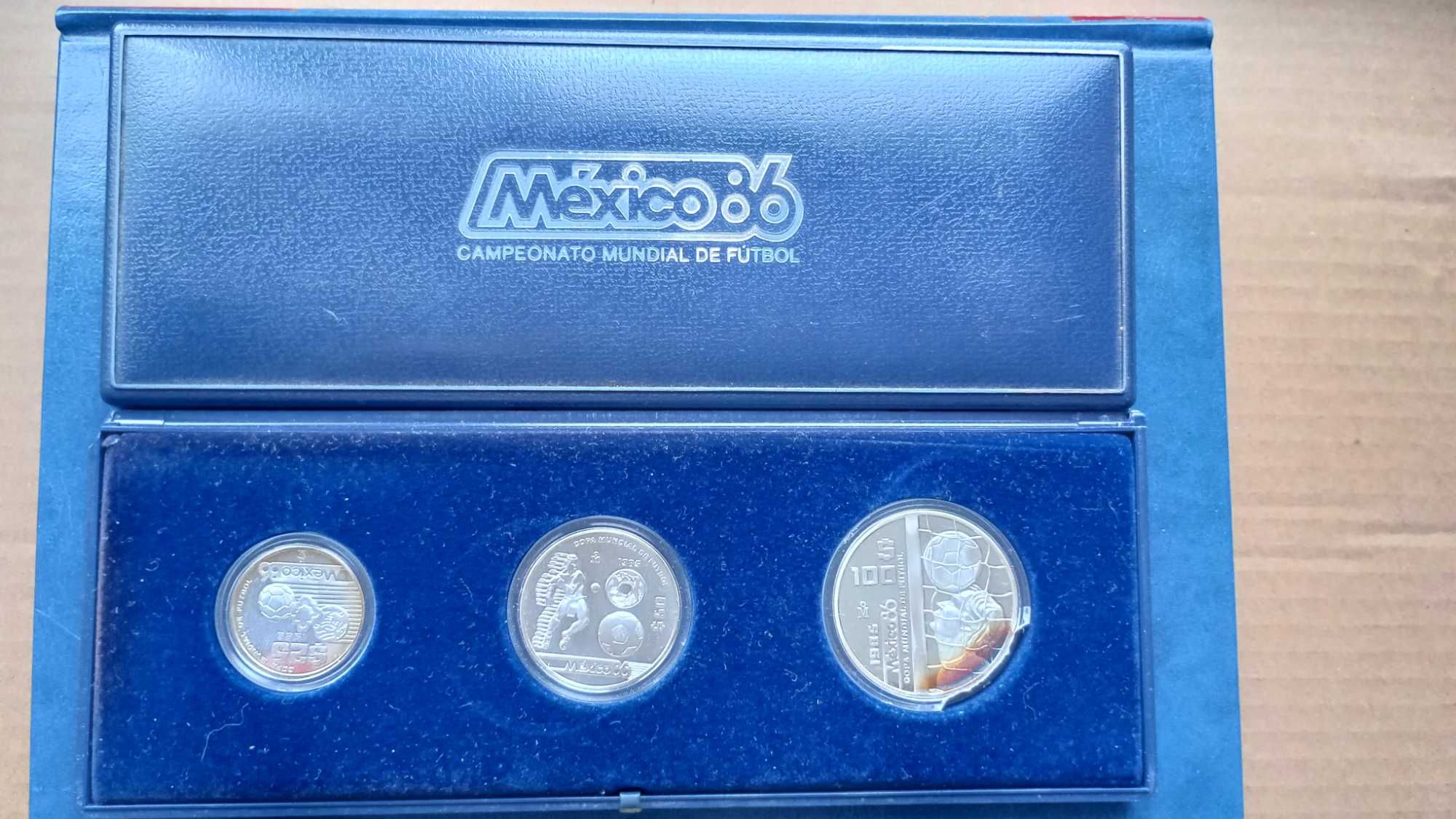Stare monety Meksyk rocznik 1985 srebro Mundial 86 stan menniczy
